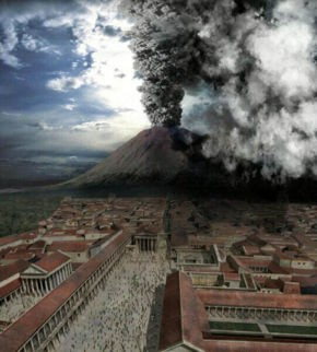 La erupción del Vesubio sobre Pompeya y Herculano